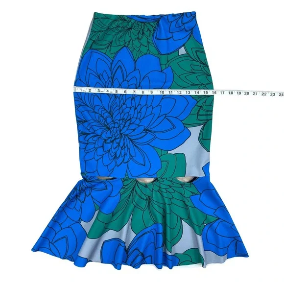 Tracy Reese Floral 2 Piece Set Womens XS Crop Top Mermaid Skirt Artsy Maximalist - Picture 15 of 16